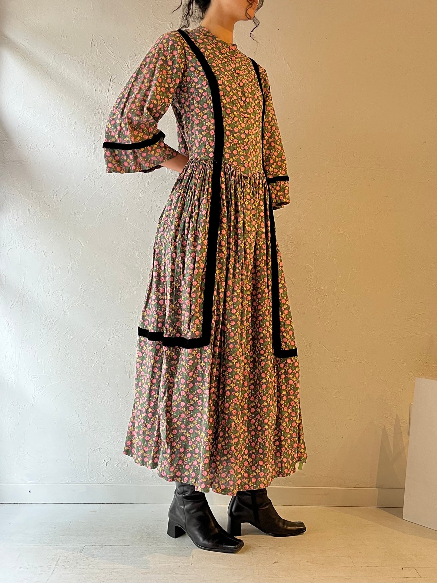 Vintage Handmade Floral Maxi Dress / Large