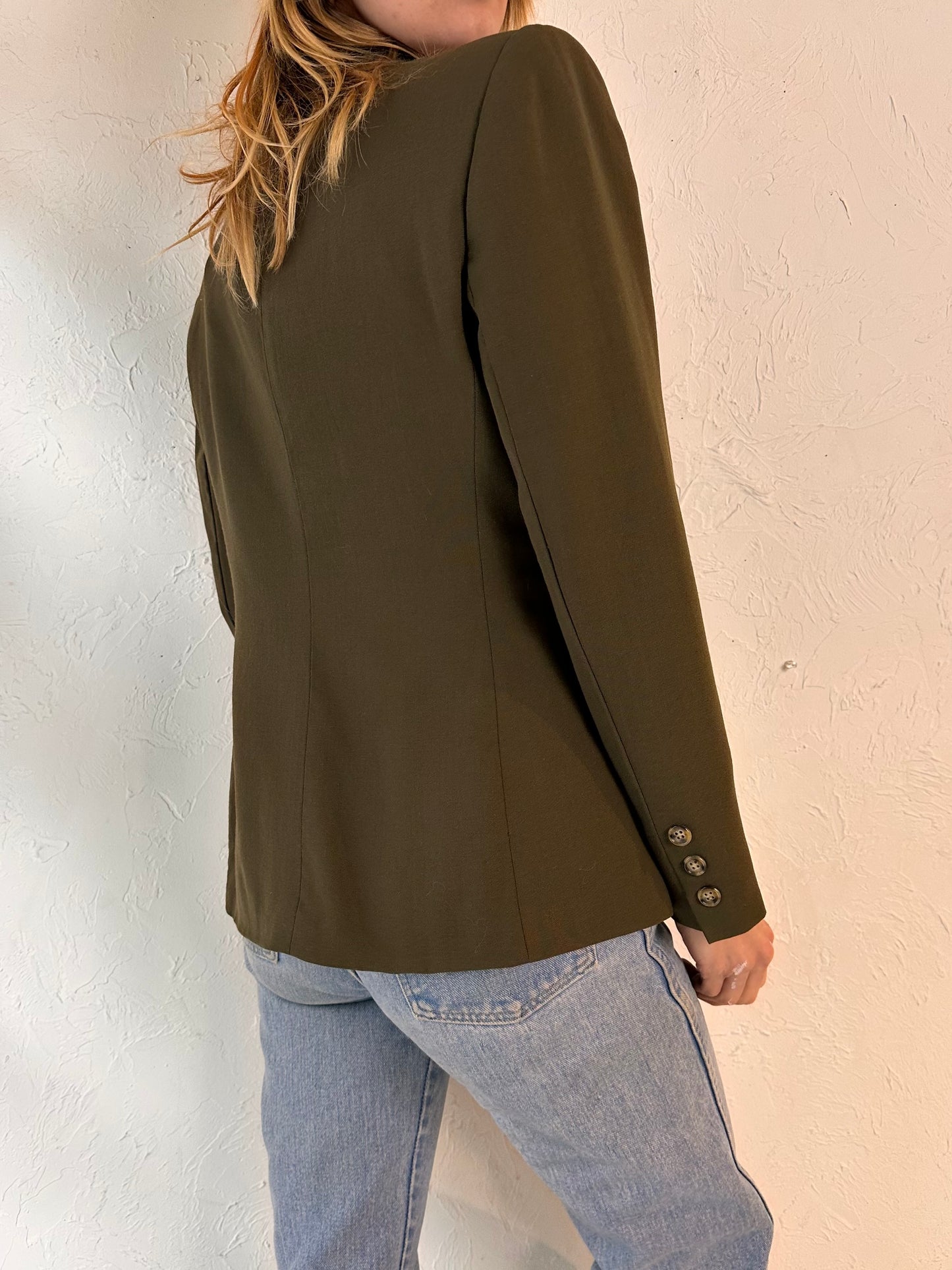 90s 'Jones New York' Green Wool Blazer Jacket / Medium