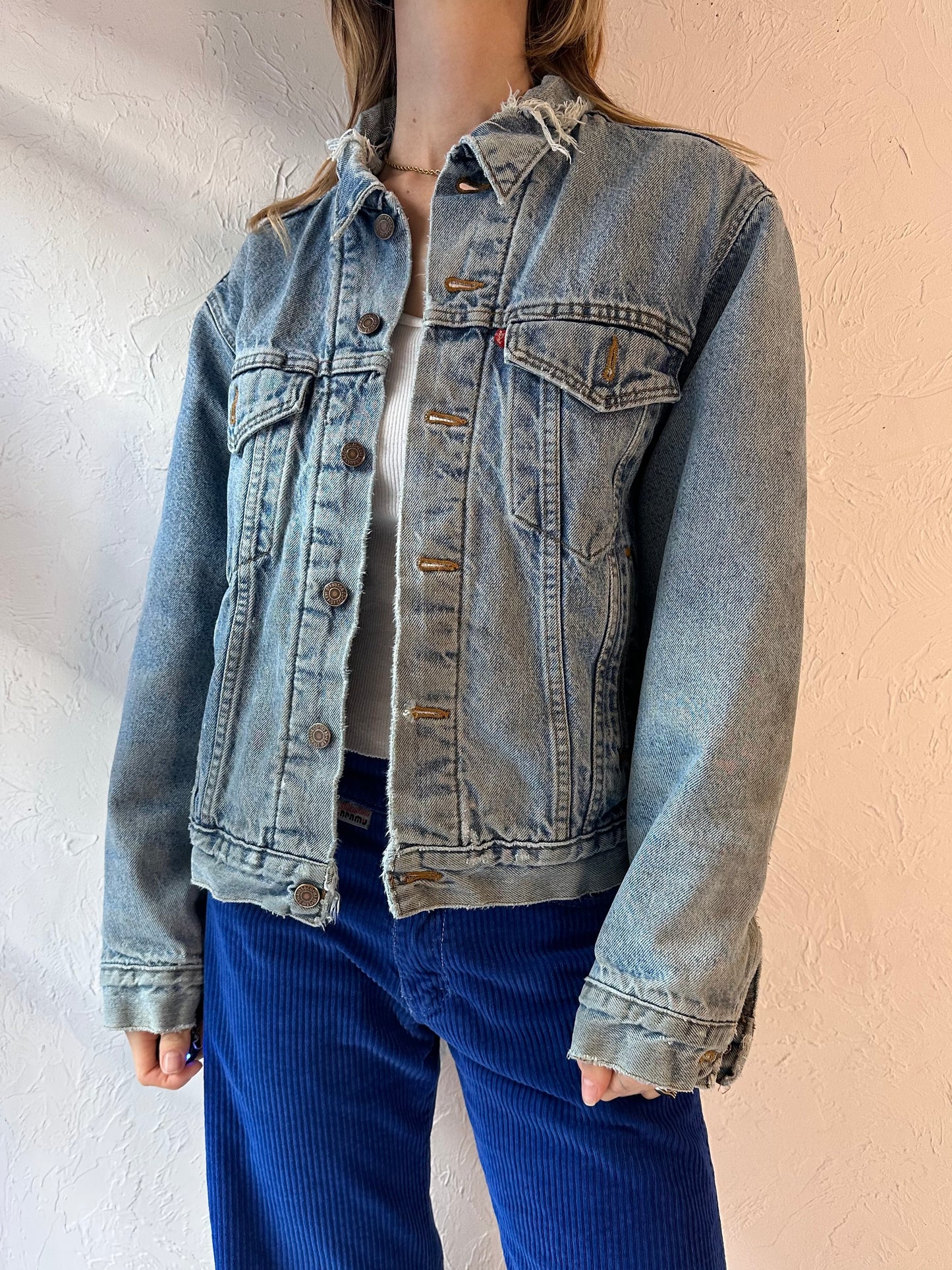 90s 'Levis' Thrashed Blanket Lined Denim Jacket / Small