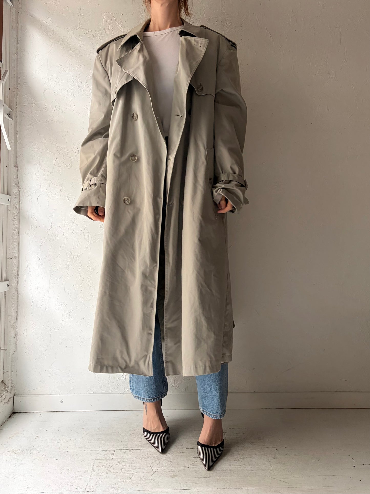 90s 'London Town' Beige Trench Coat / Large