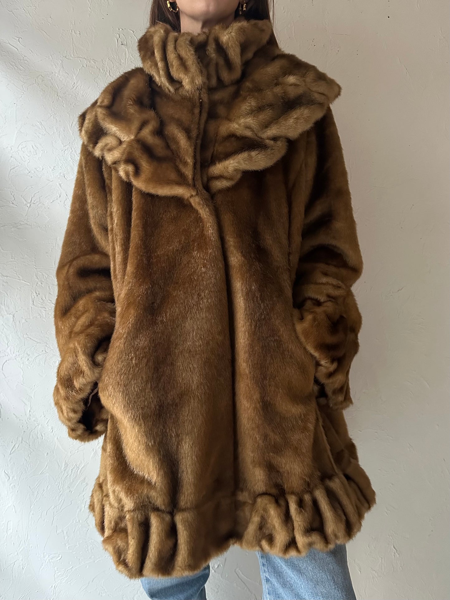 Y2k 'Jones New York' Faux Fur Coat / XL