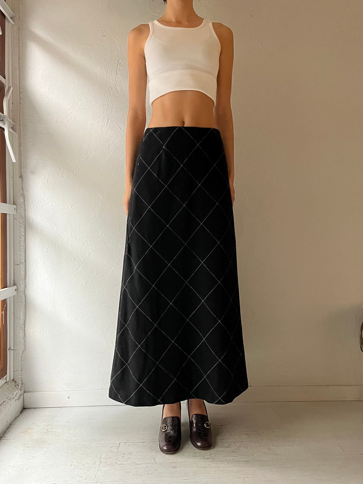 90s 'Eddie Bauer' Long Black Knit Skirt / Small