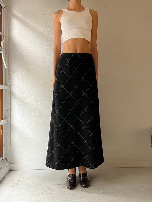90s 'Eddie Bauer' Long Black Knit Skirt / Small