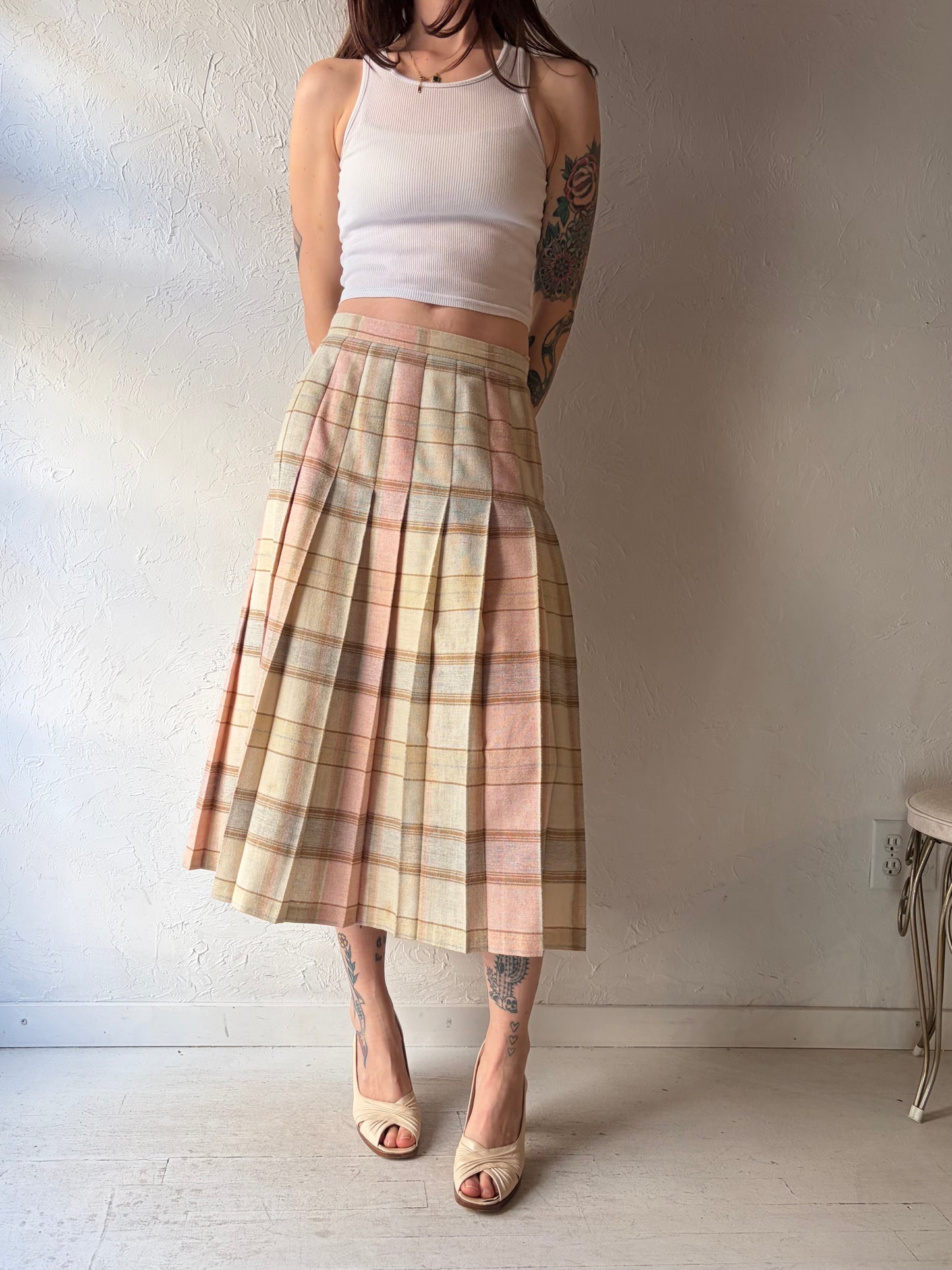 80s 'Jupe A Gogo' Plaid Skirt / Medium