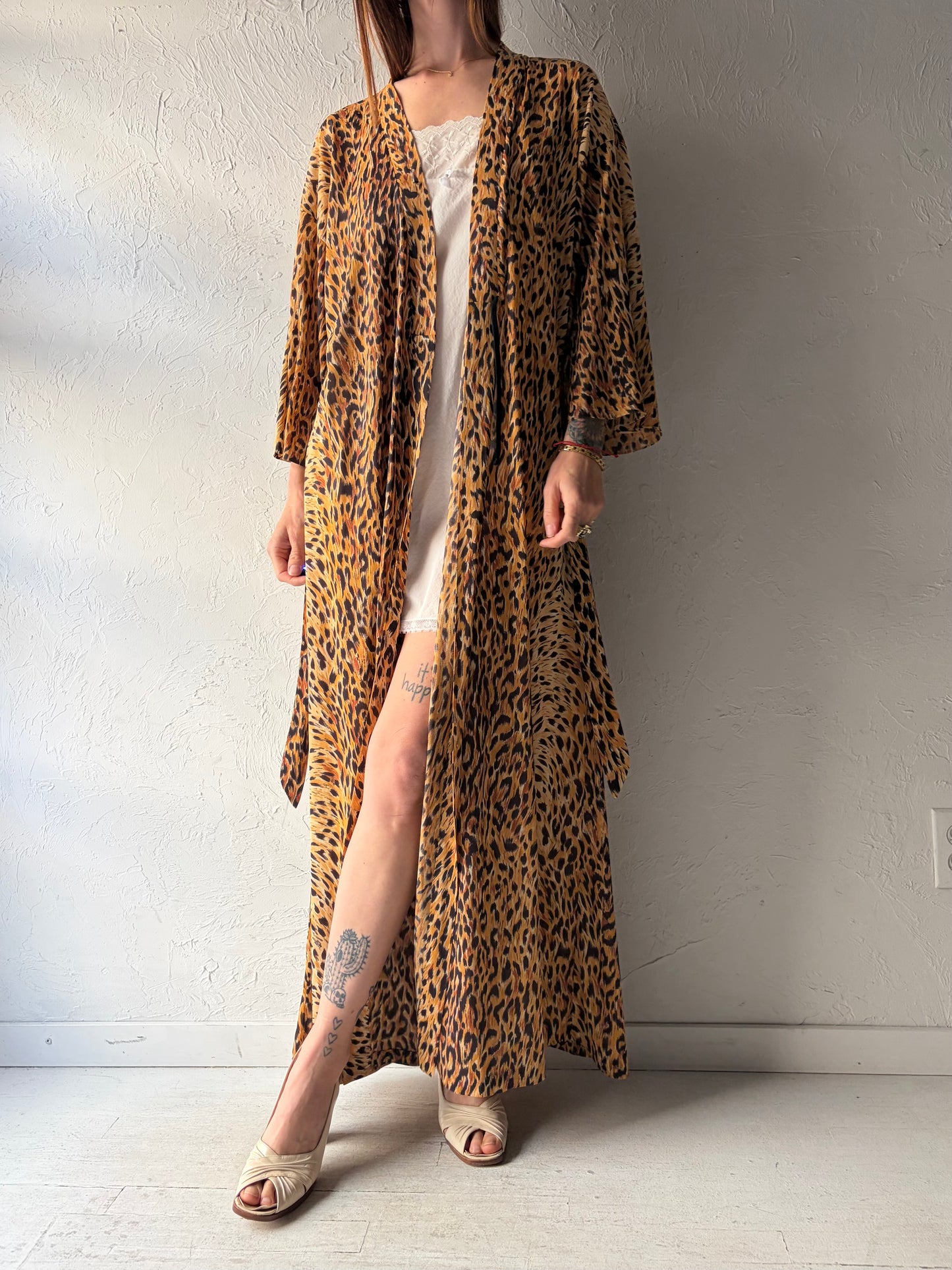 70s 'Lady Guil' Leopard Print Robe / Large