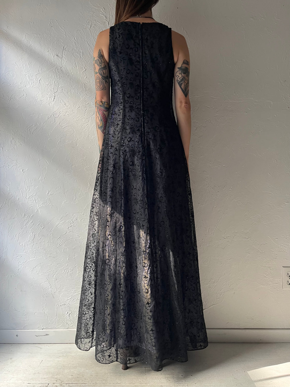 90s 'Betsey & Dam' Burnt Velvet Goth Formal Dress / Medium
