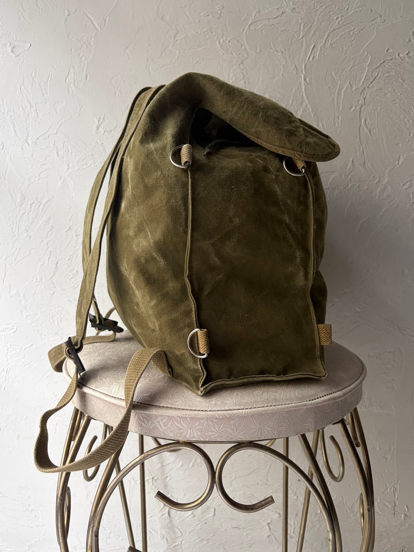 Vintage Green Canvas Backpack
