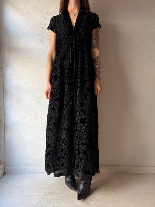 60’s ‘Claire Haddad' Black Burnt Velvet Dress Set / Medium