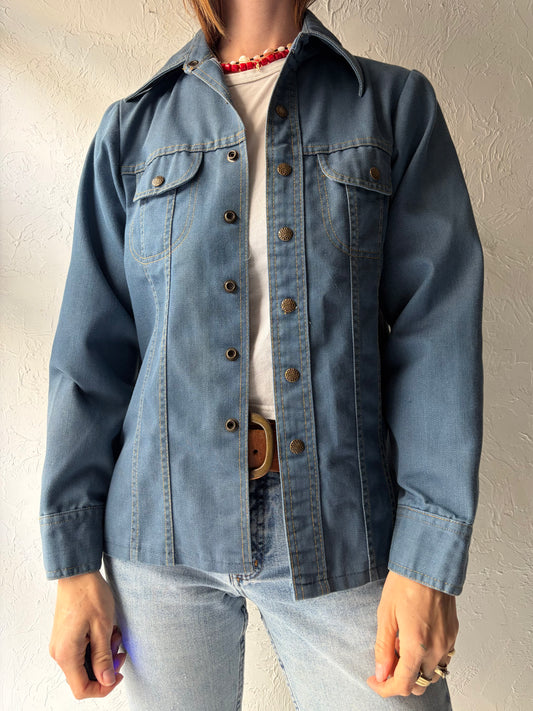 80s 'Sears' Blue Denim Western Cowboy Jean Jacket / Small