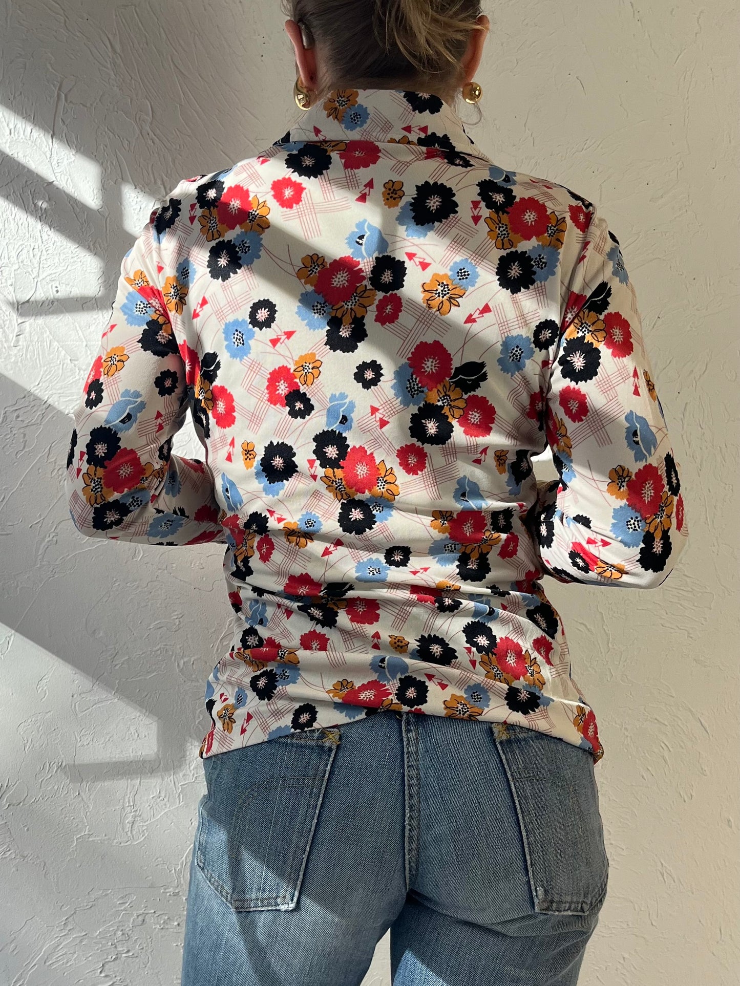 70s ‘Hukap’ Floral Button Up Blouse / Small