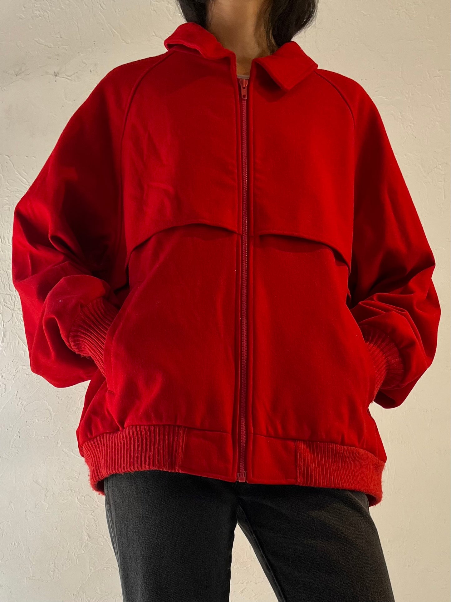 80s ‘Pendleton’ Red Wool Bomber Jacket / XL