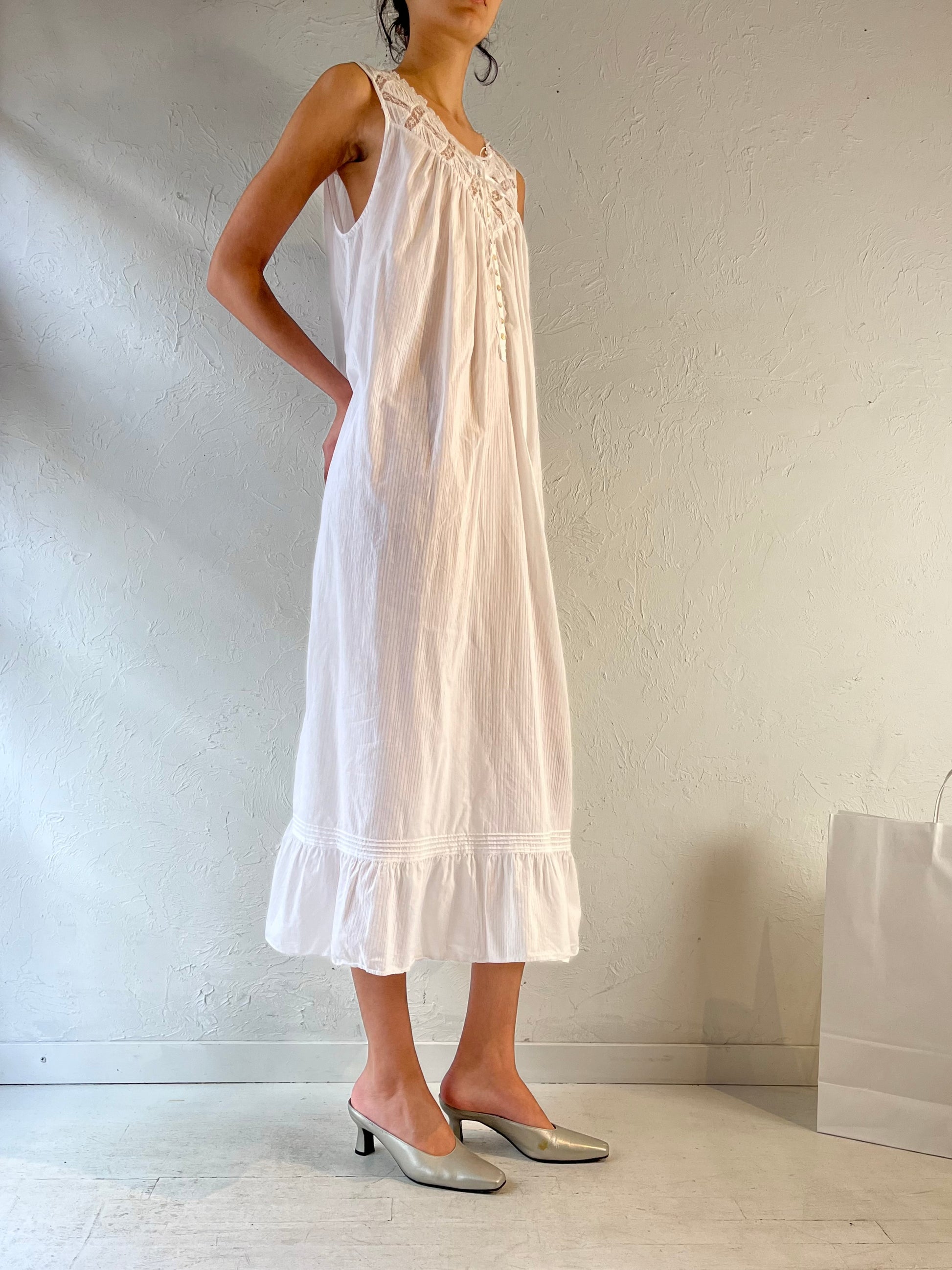 Y2K ‘Eileen West’ White Cotton Dress / Large