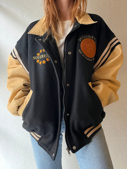 90s 'Mondetta' Canadian Wool Leather Bomber Jacket / Large