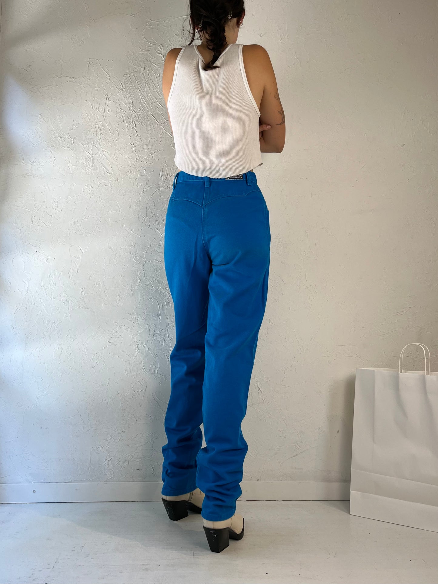 90s 'Rocky Mountain' Blue High Waisted Jeans / Small