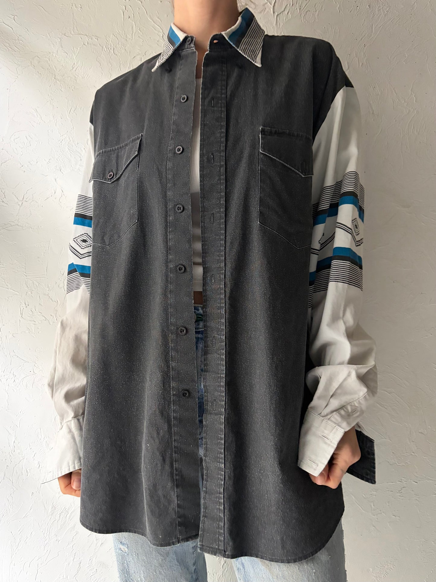 90s 'Cowboy Turtle' Thick Cotton Shirt / Large