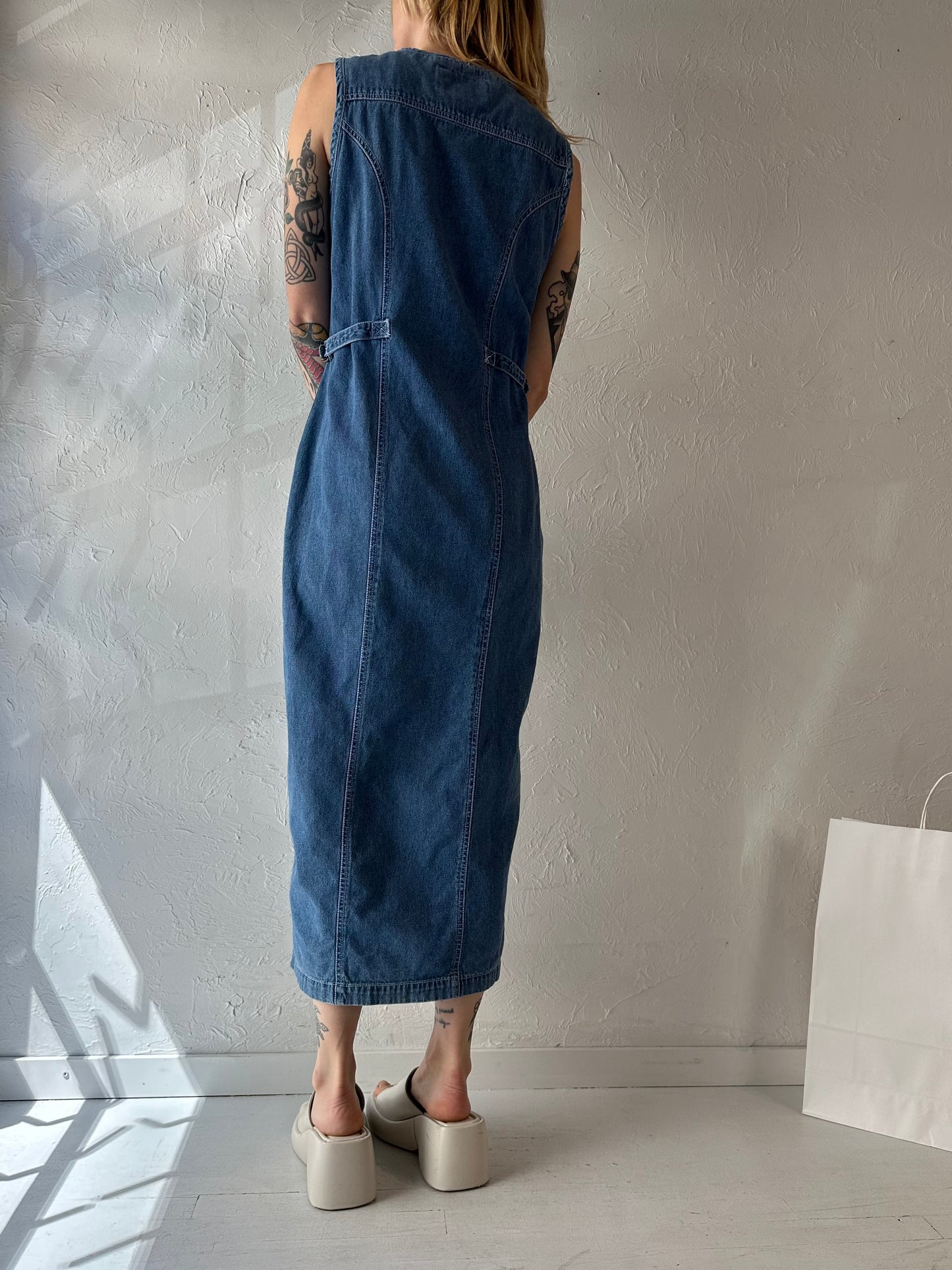 90s 'Kalifornia' Zip Up Denim Dress / Medium