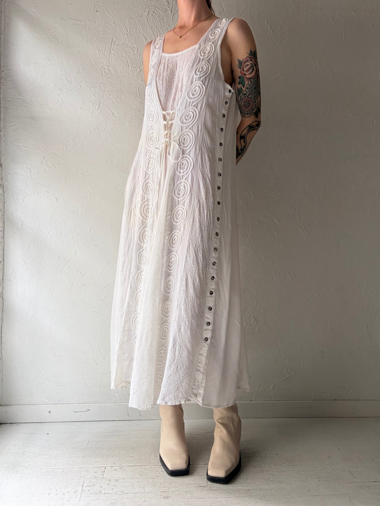 Vintage White Fairy Core Maxi Dress / Medium