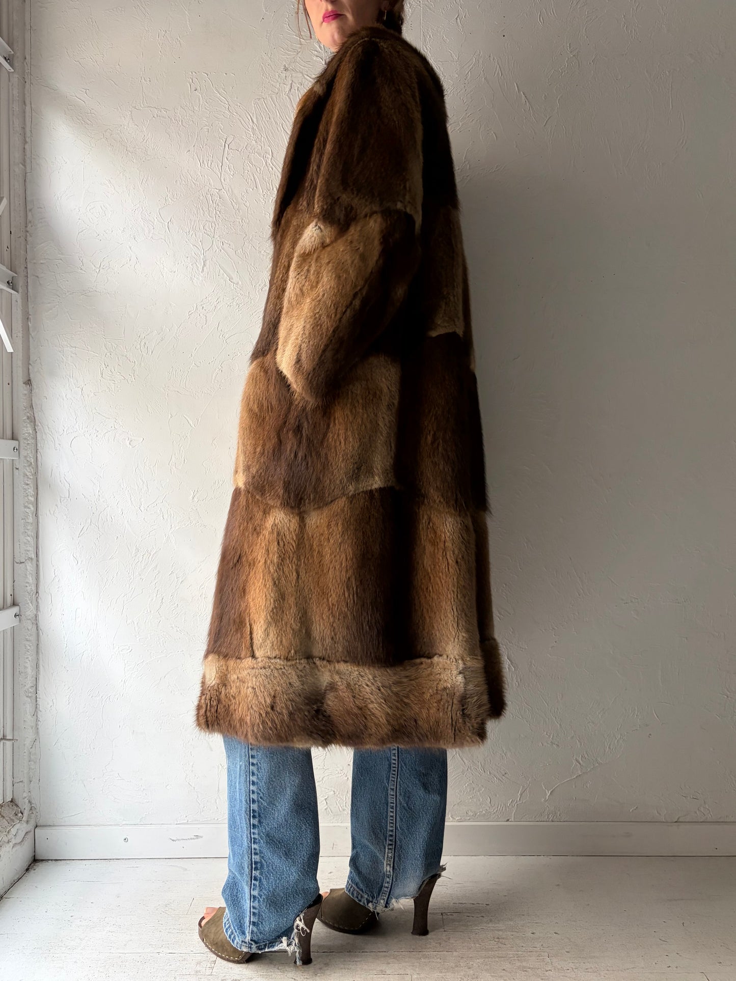Vintage Authentic Fur Patchwork Coat / Medium