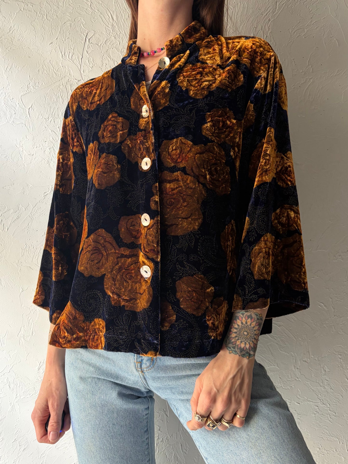 Y2k 'Coldwater Creek' Floral Velvet Retro Jacket / Small