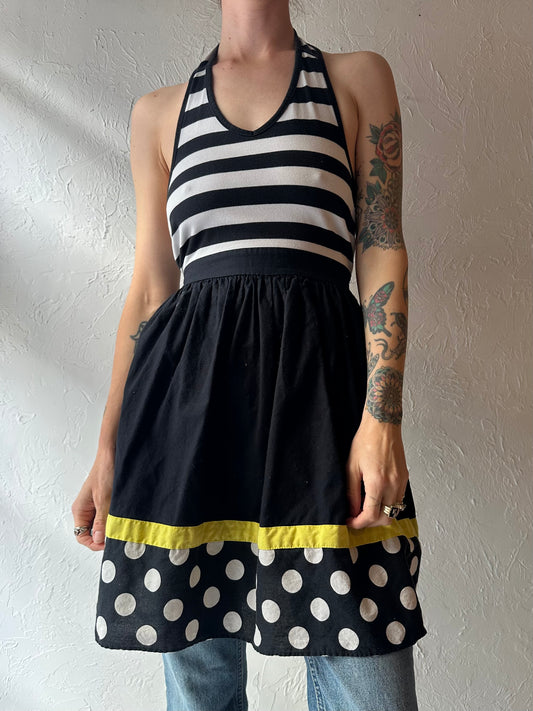 Y2k 'Rare Editions' Black Halter Mini Dress / Small