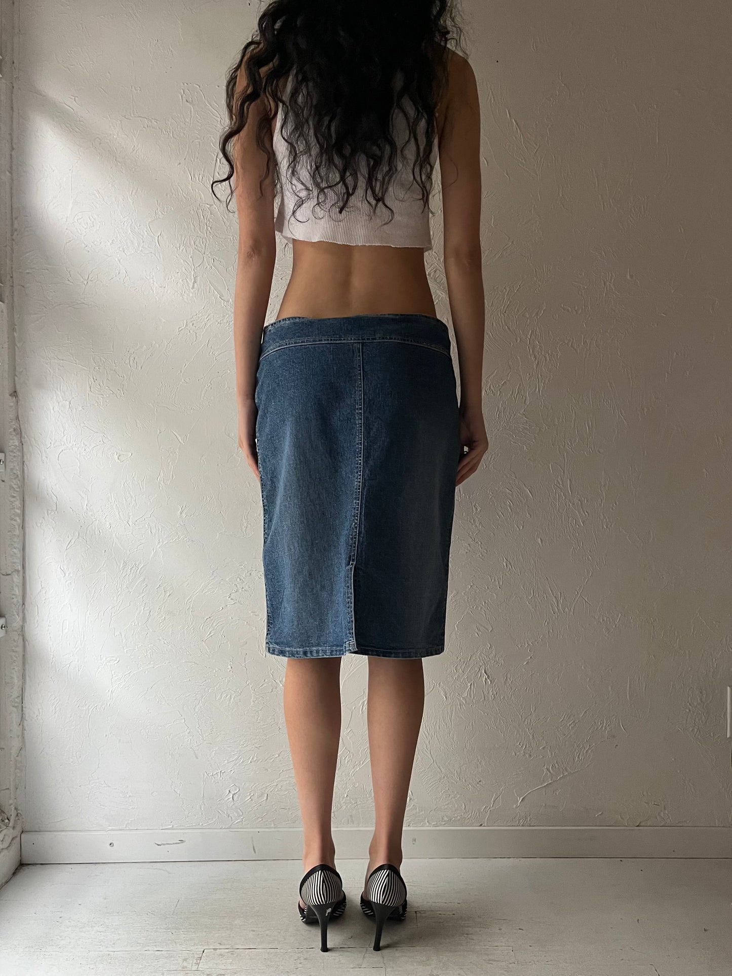 Y2k 'Bongo' Denim Midi Skirt / Medium