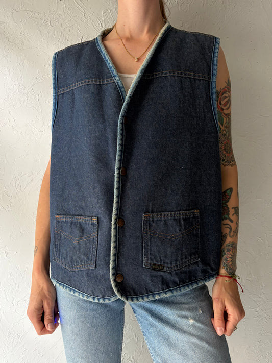 80s 'Sears Roebucks' Denim Vest / XL