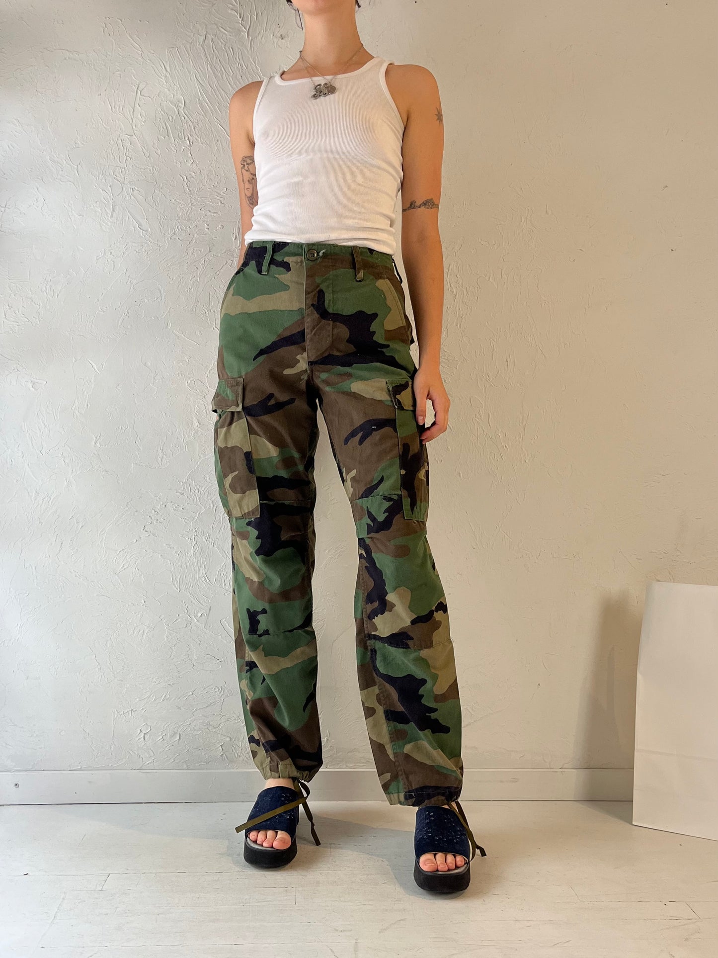 Vintage Authentic Army Camouflage Pants / XS