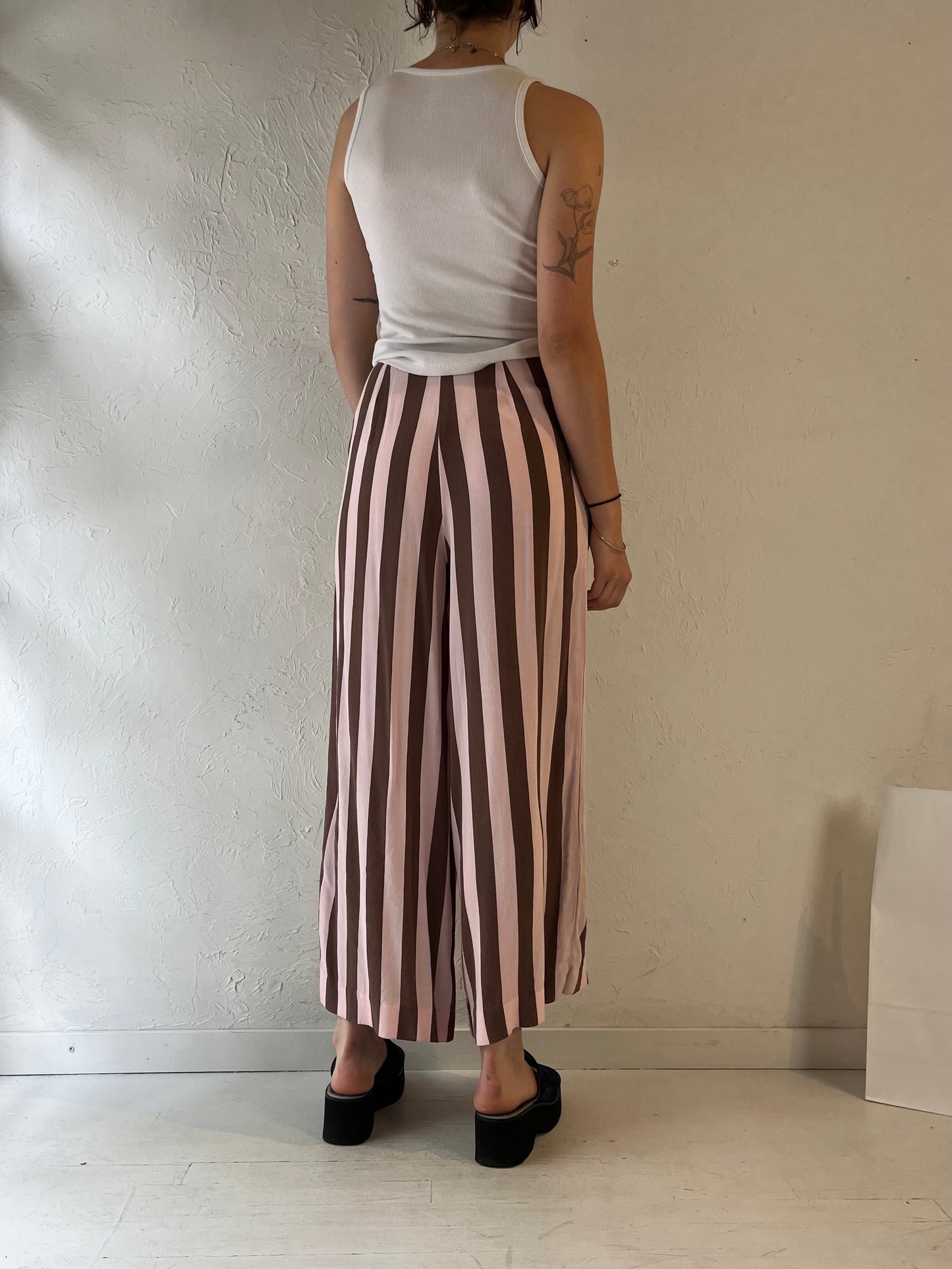 Vintage Handmade Pink and Brown Striped Pants / Small