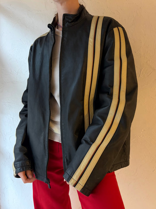 Y2k 'Street Legal' Leather Jacket / Large