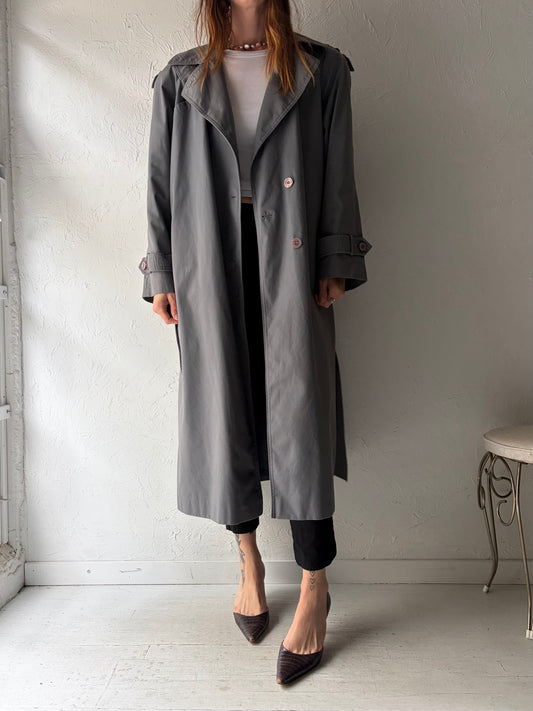 80s 'Sears Tradition' Gray Trench Coat / Large