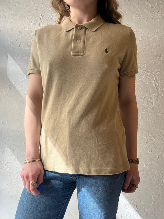 Y2k 'Ralph Lauren' Beige Polo Shirt / Medium