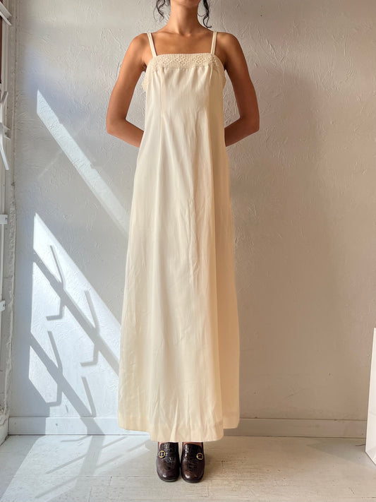 Vintage Handmade Cream Maxi Dress / Small