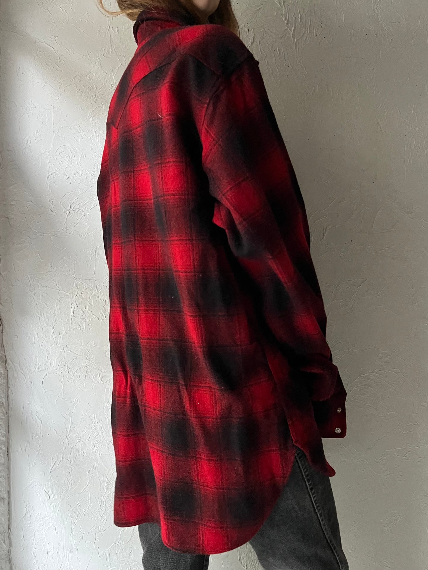 Vintage 'Pendleton' Red Snap Up Wool Shirt / XL