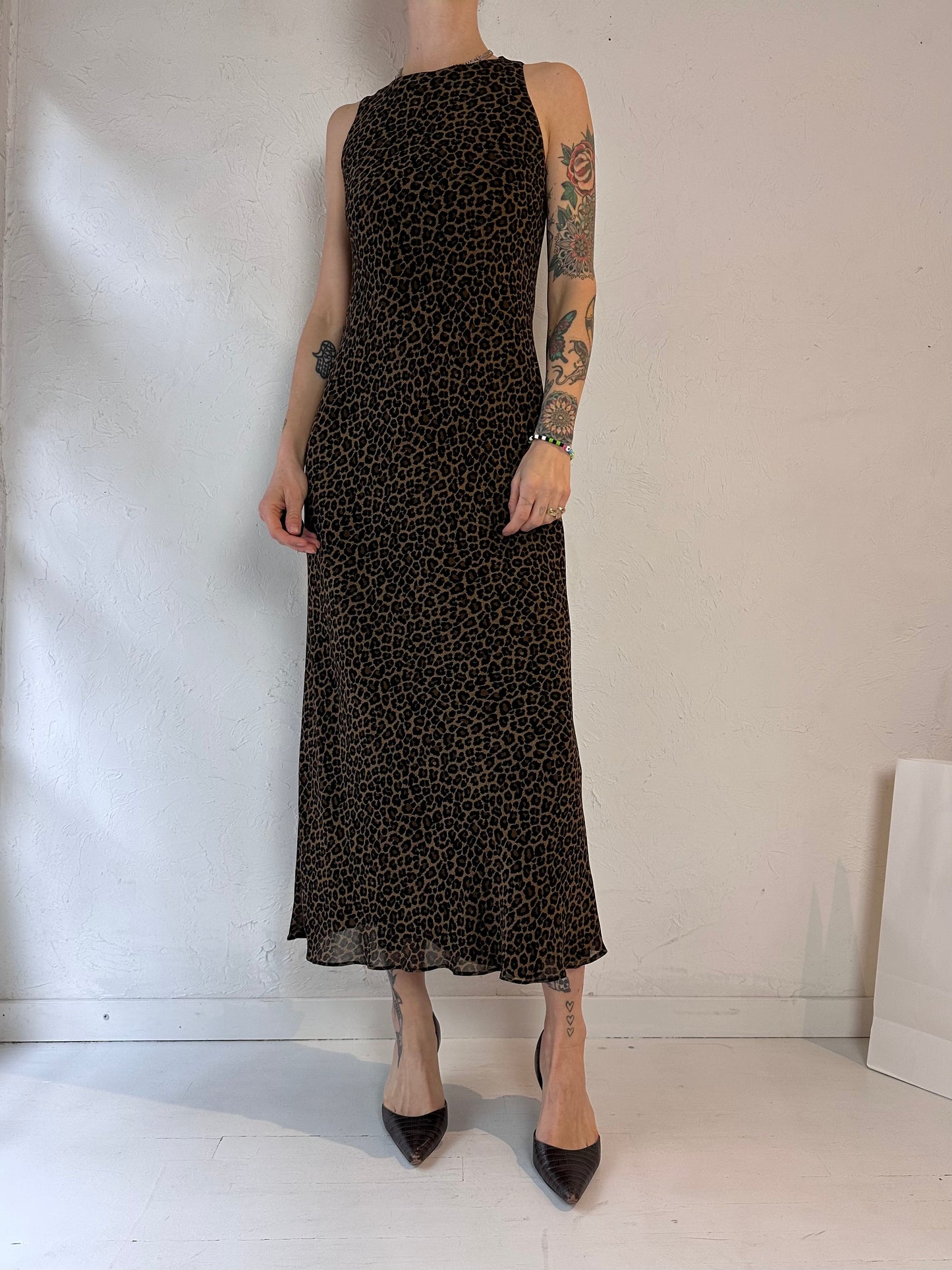 90s 'Jones Wear' Leopard Print Dress / Small - Medium