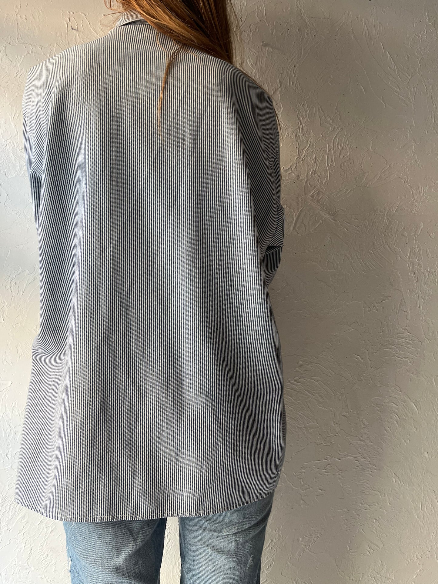 Vintage 'Ben Davis' Pinstriped Half Zip Shirt / Large