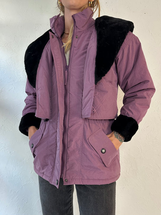 90s 'R&R' Purple Puffer Jacket / Small