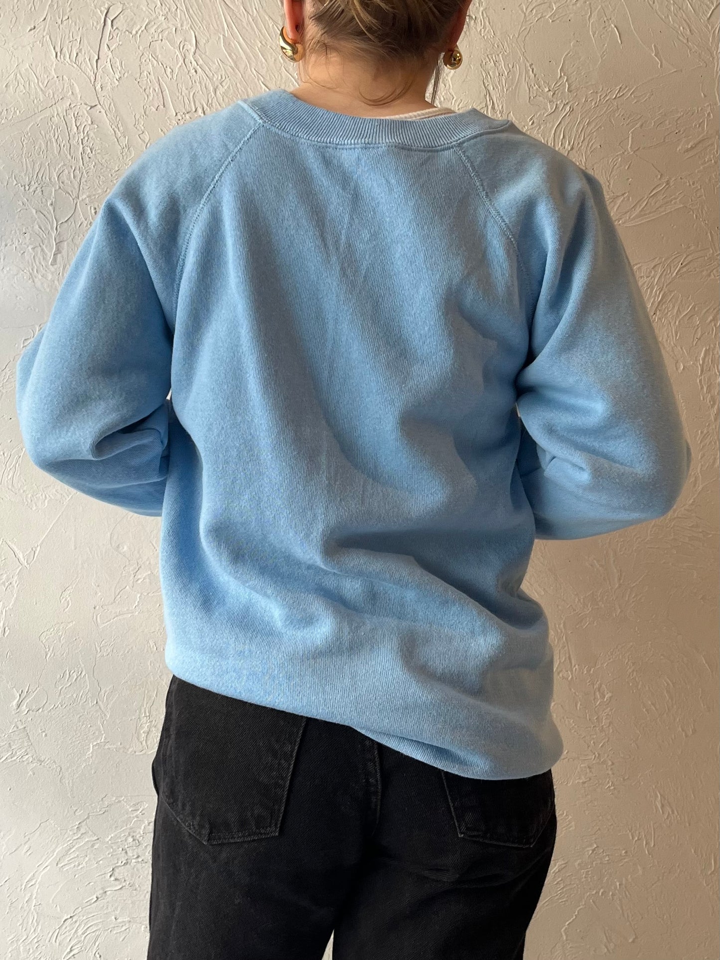 90s ‘Hanes’ Bike It Blue Crew Neck Sweatshirt / Medium