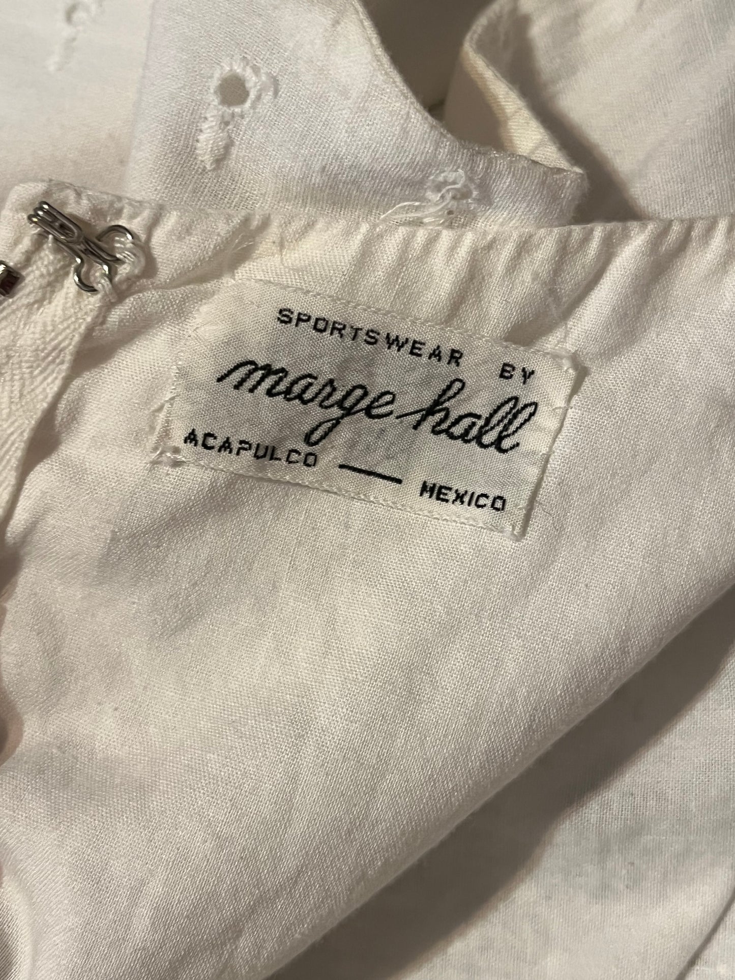 80s 'Marge Hall' White Eyelet Midi Dress / Small