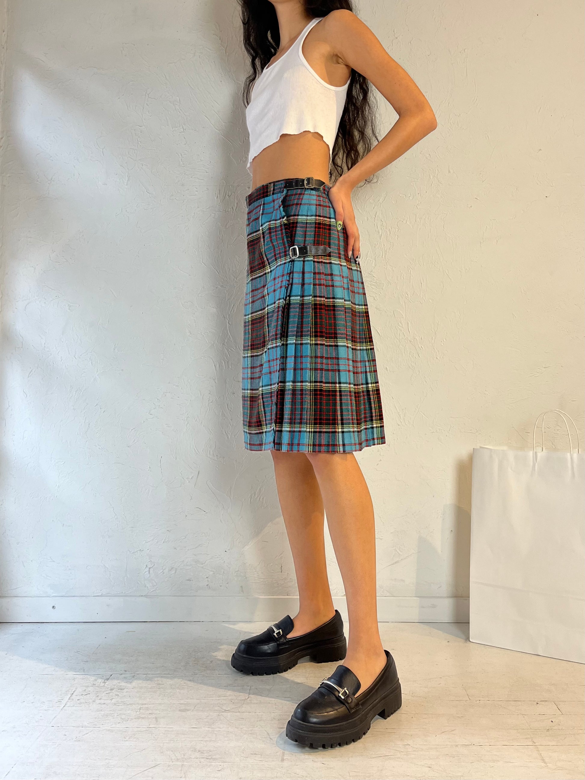 70s ‘Moffat’ Blue Plaid Midi Skirt / Medium