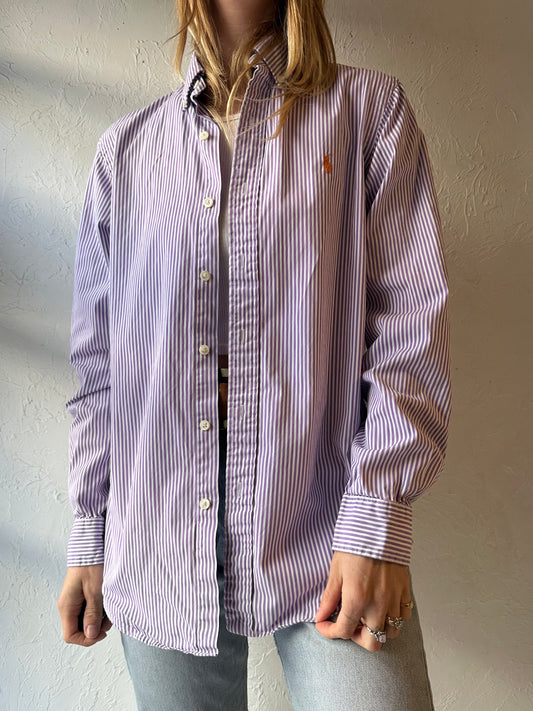 Y2K ‘Ralph Lauren’ Purple Striped Dress Shirt / Small