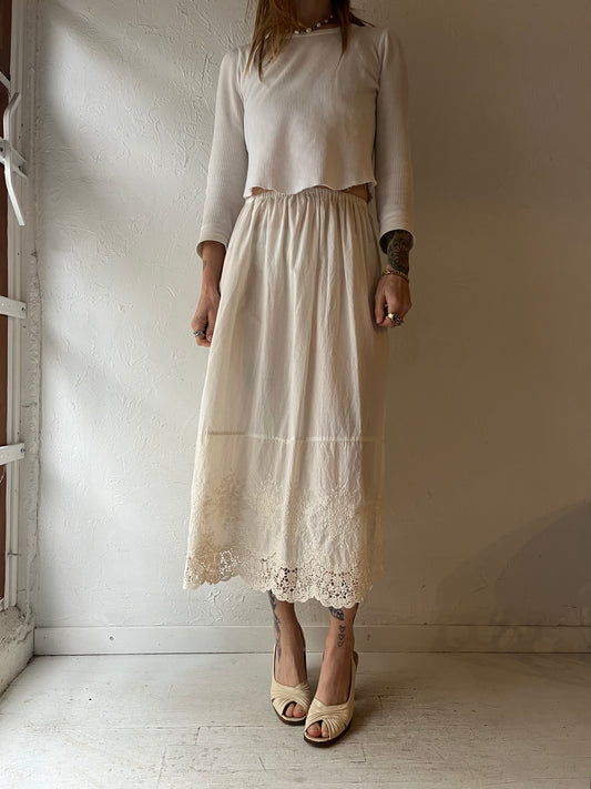 Vintage White Slip Skirt / Small - Medium