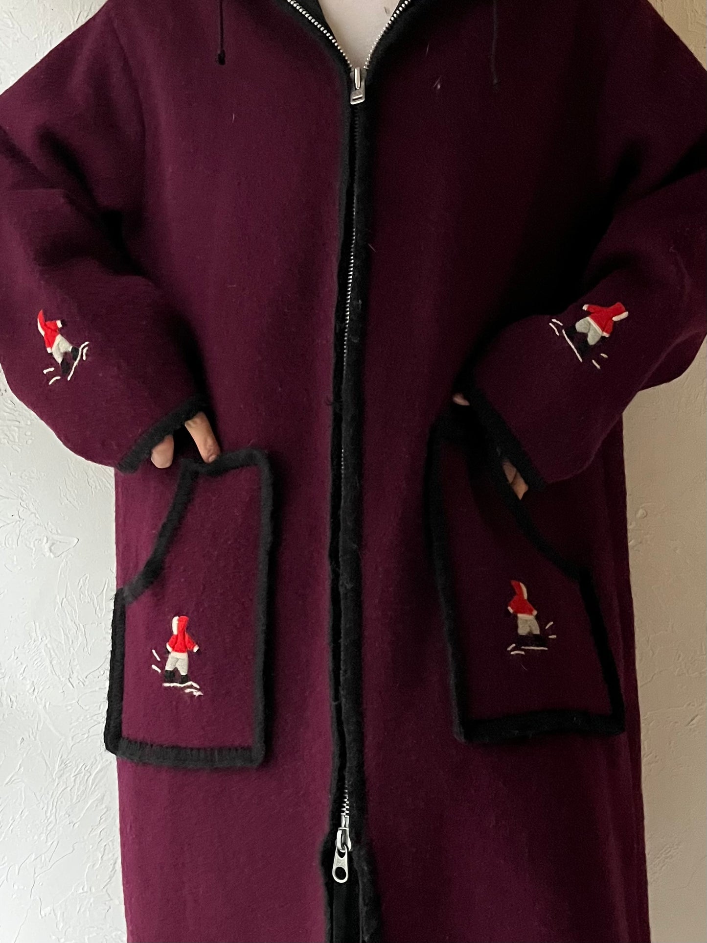 Vintage Purple Wool Embroidered Parka / Large