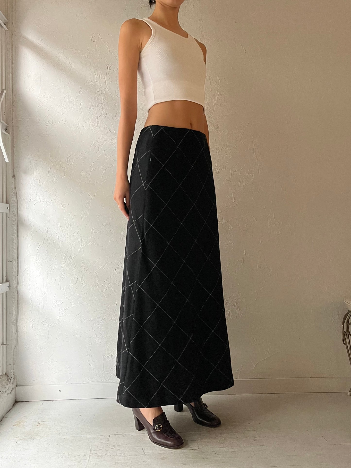 90s 'Eddie Bauer' Long Black Knit Skirt / Small