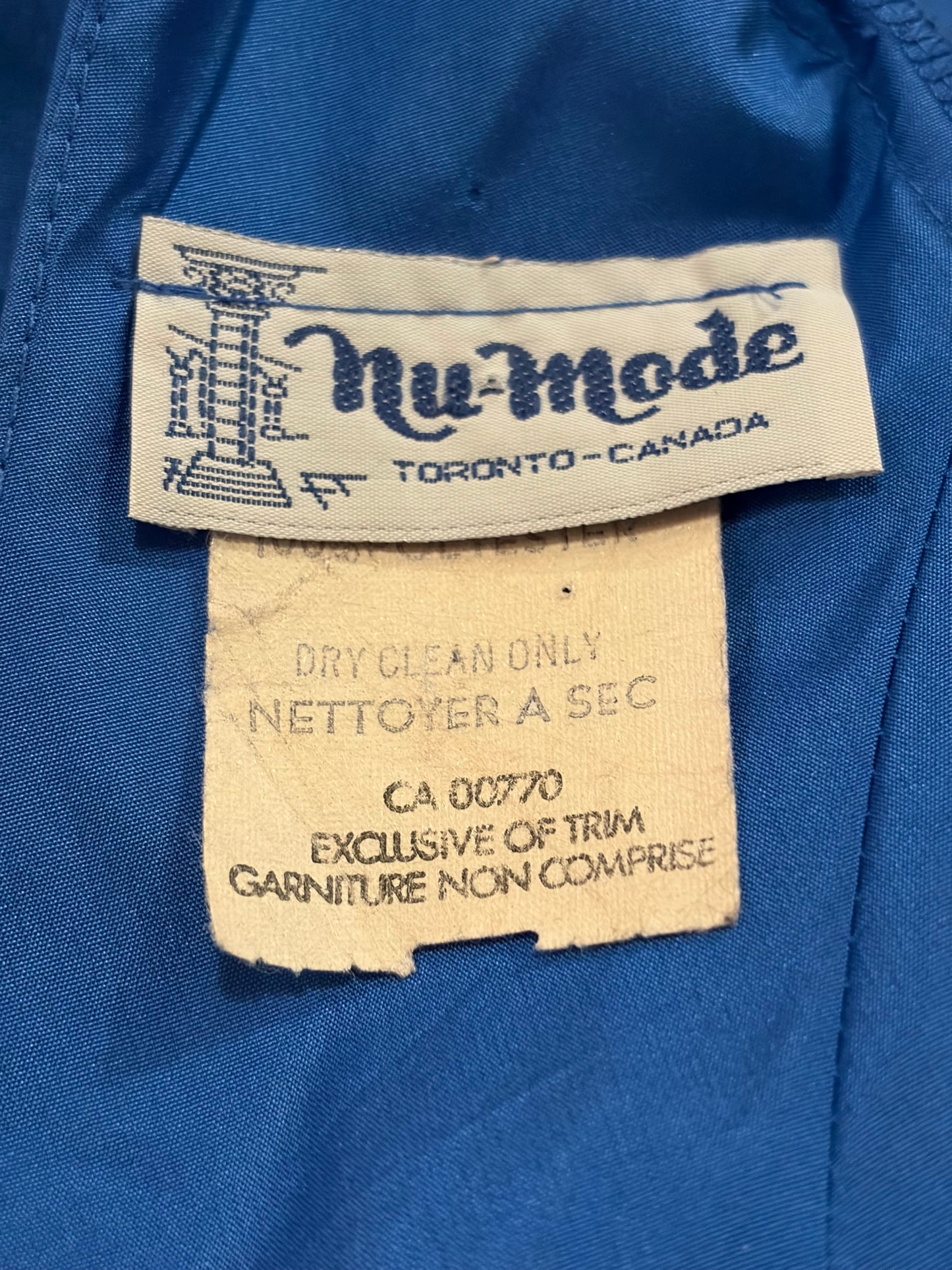 80s 'Nu Mode' Blue Bubble Mini Dress / Medium