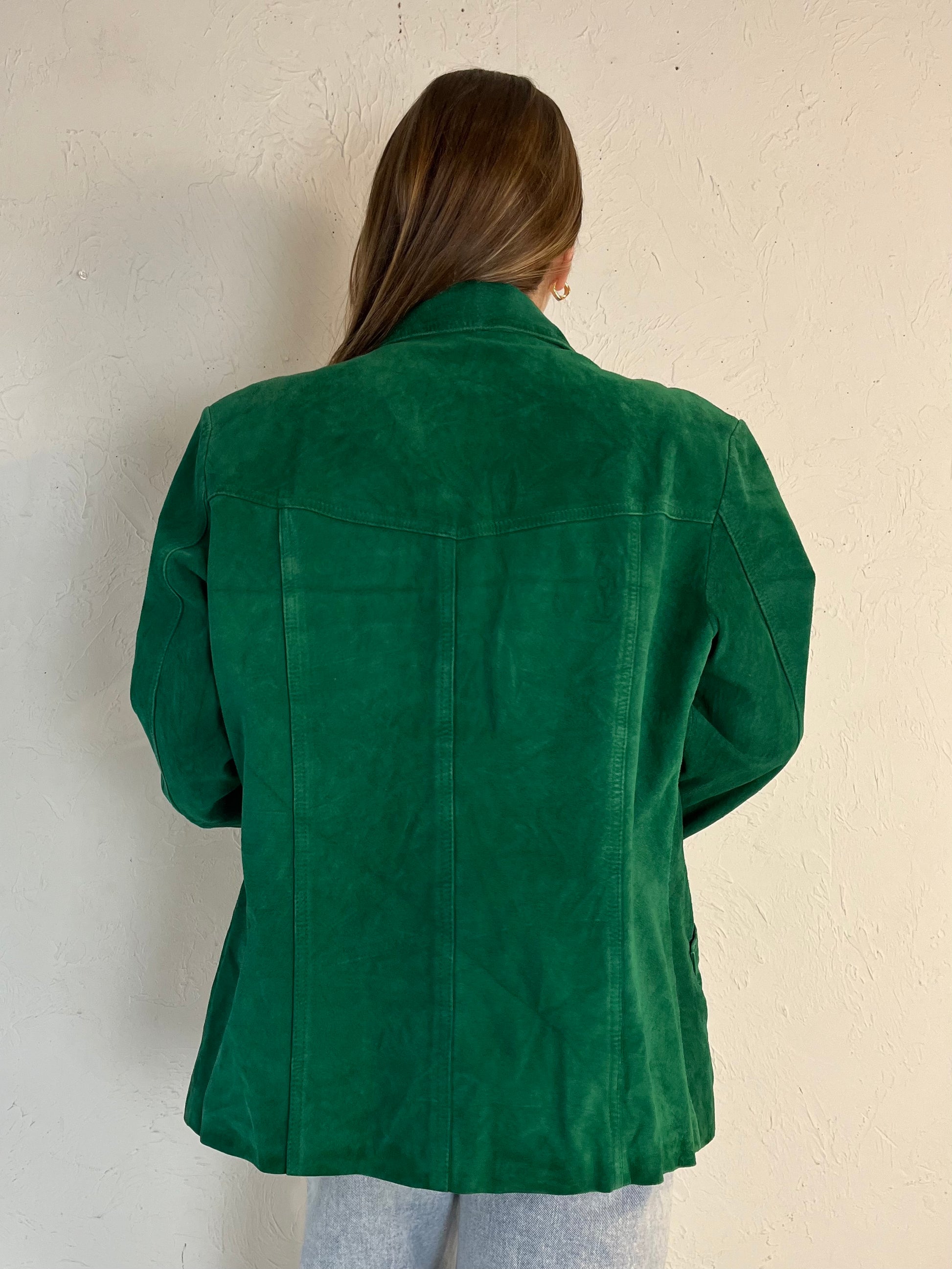 90s ‘Danier’ Green Suede Leather Jacket / Medium