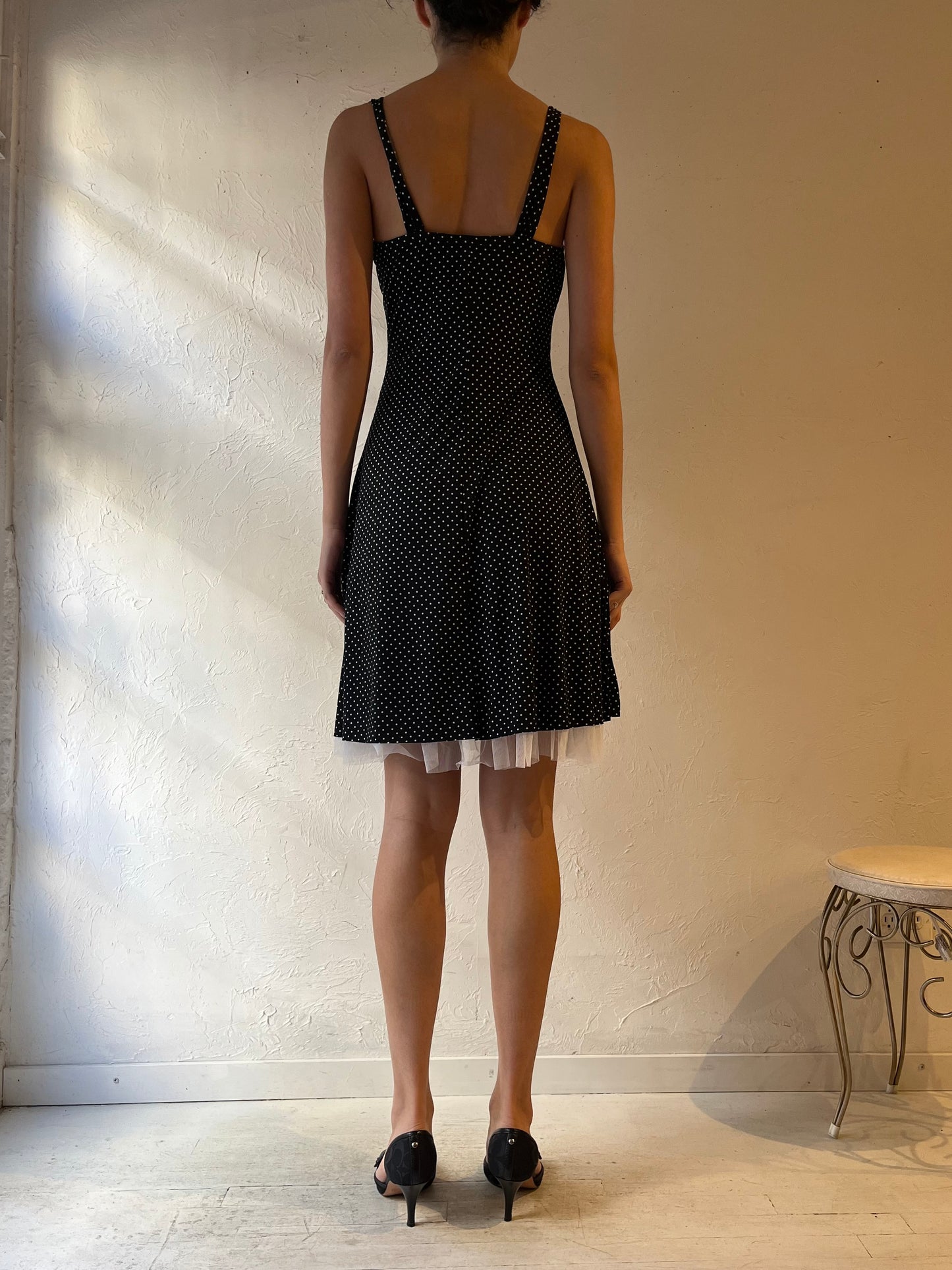 Y2k 'My Michelle' Black Polka Dot Mini Dress / Medium