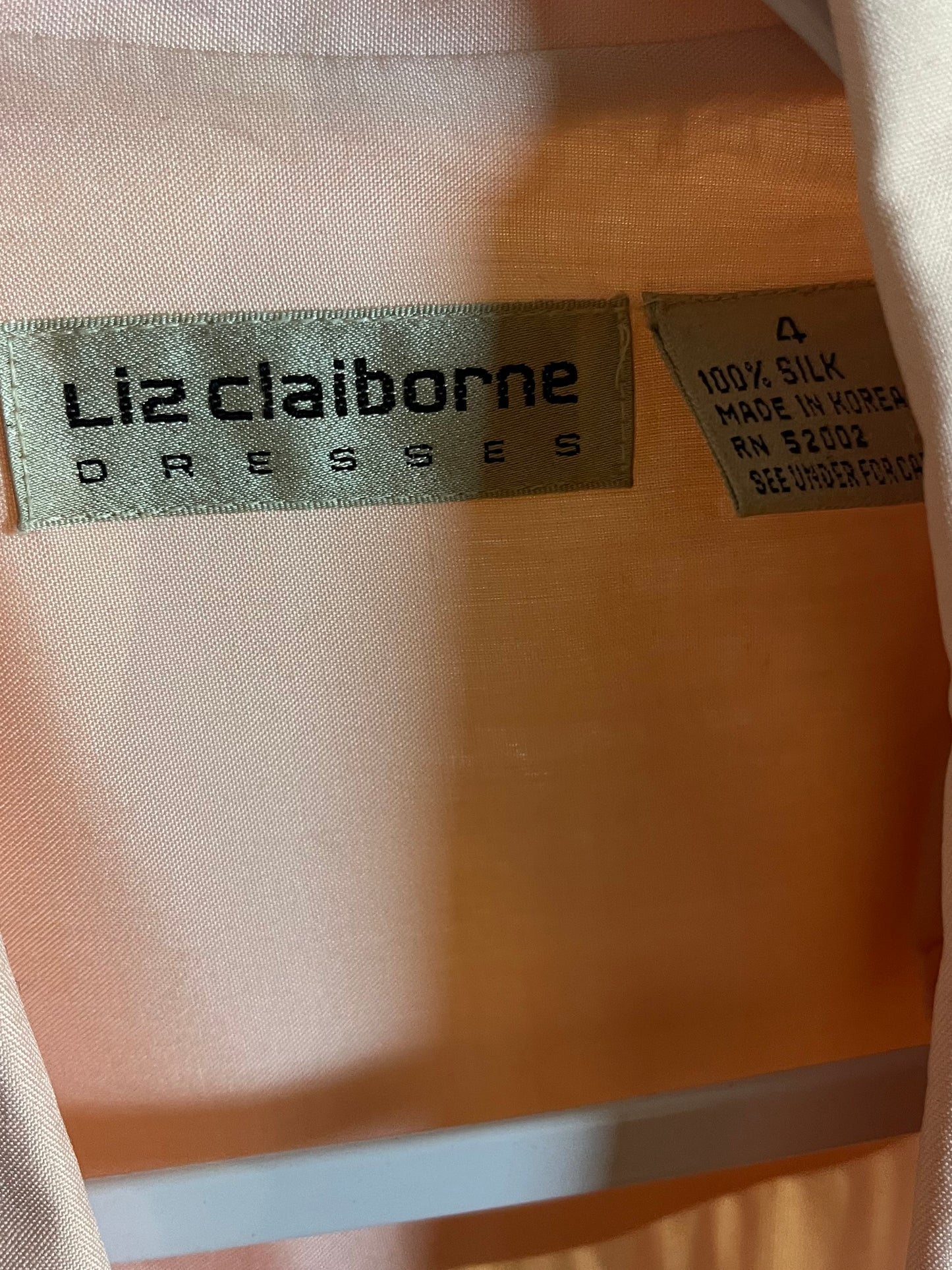 90s ‘Liz Claiborne’ Pale Pink Silk Dress / Small