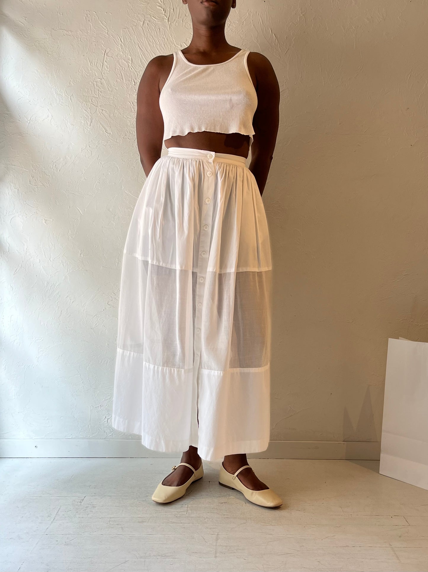 90s 'Jax' White Cotton Skirt / Small