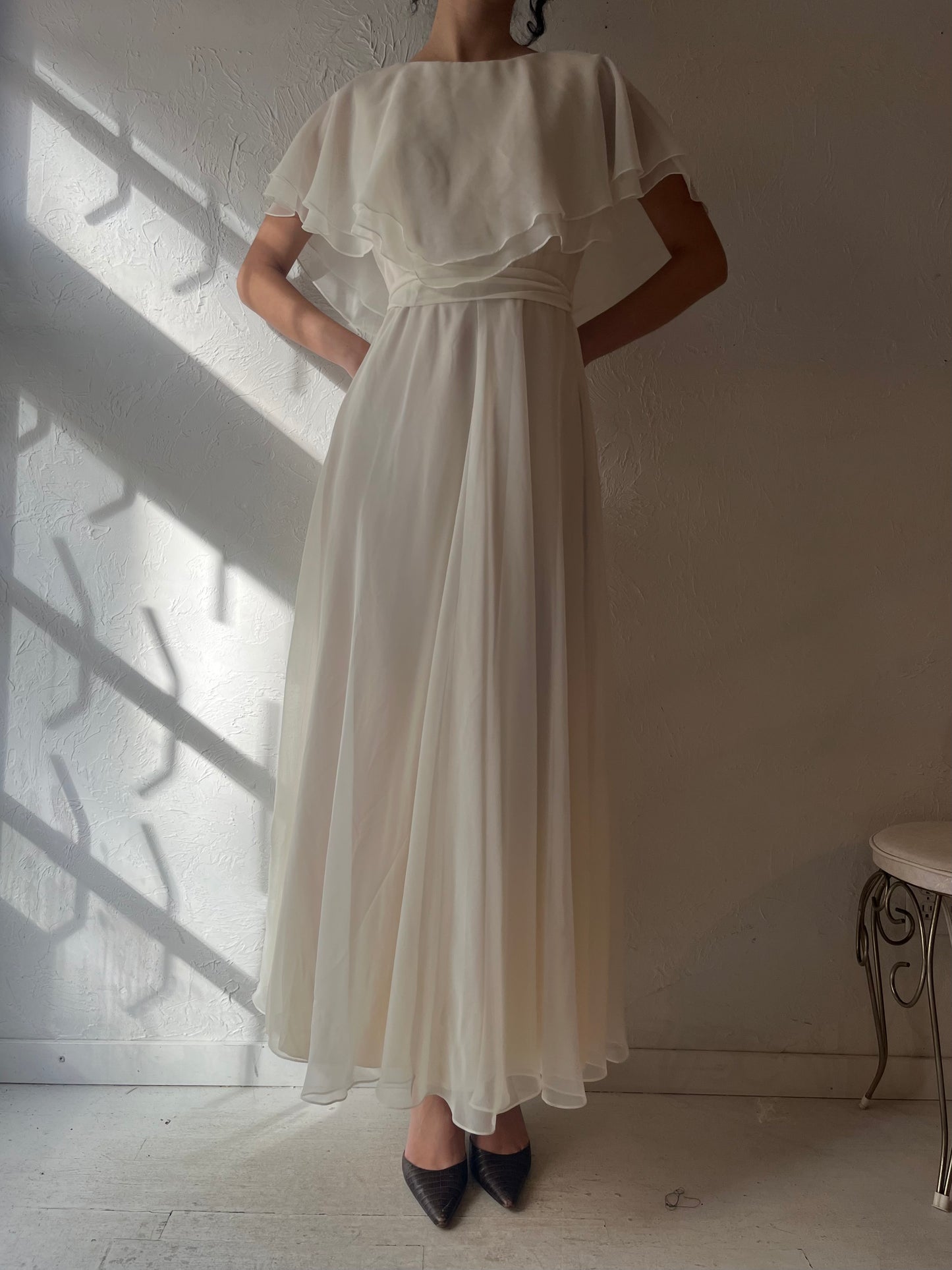 60s 'Dorothy Gould' Union Made Cape Sleeve Dress / Small