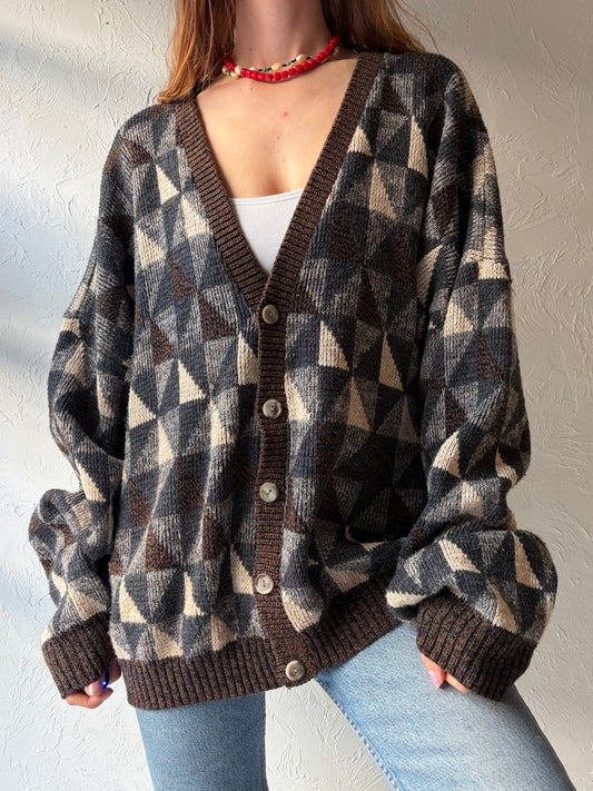 90s 'David Taylor' Oversized Acrylic Cardigan Sweater / 2XL